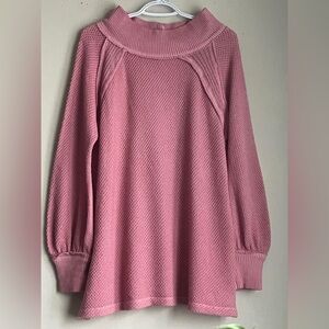 We The Free Dusty Rose Cowl Neck Top
